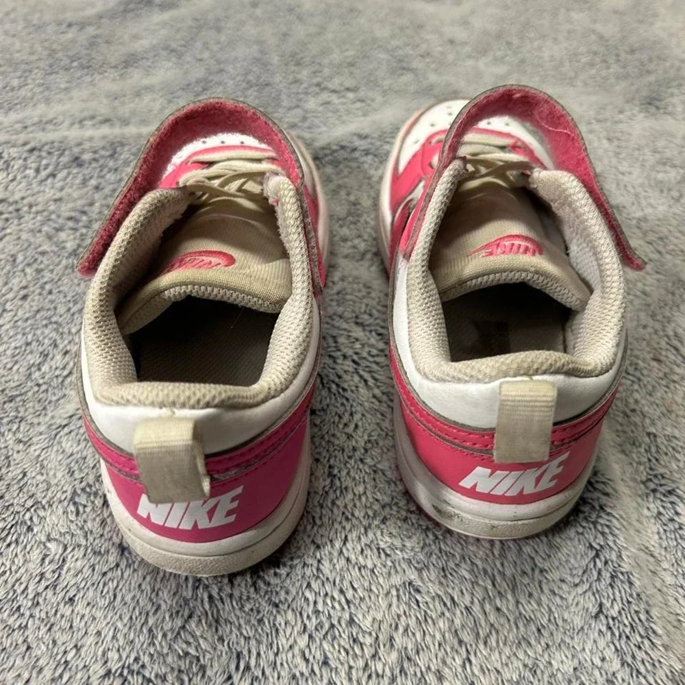 Nike Court Borough Low 2 Pink White Shoes Kids Size 11.5C